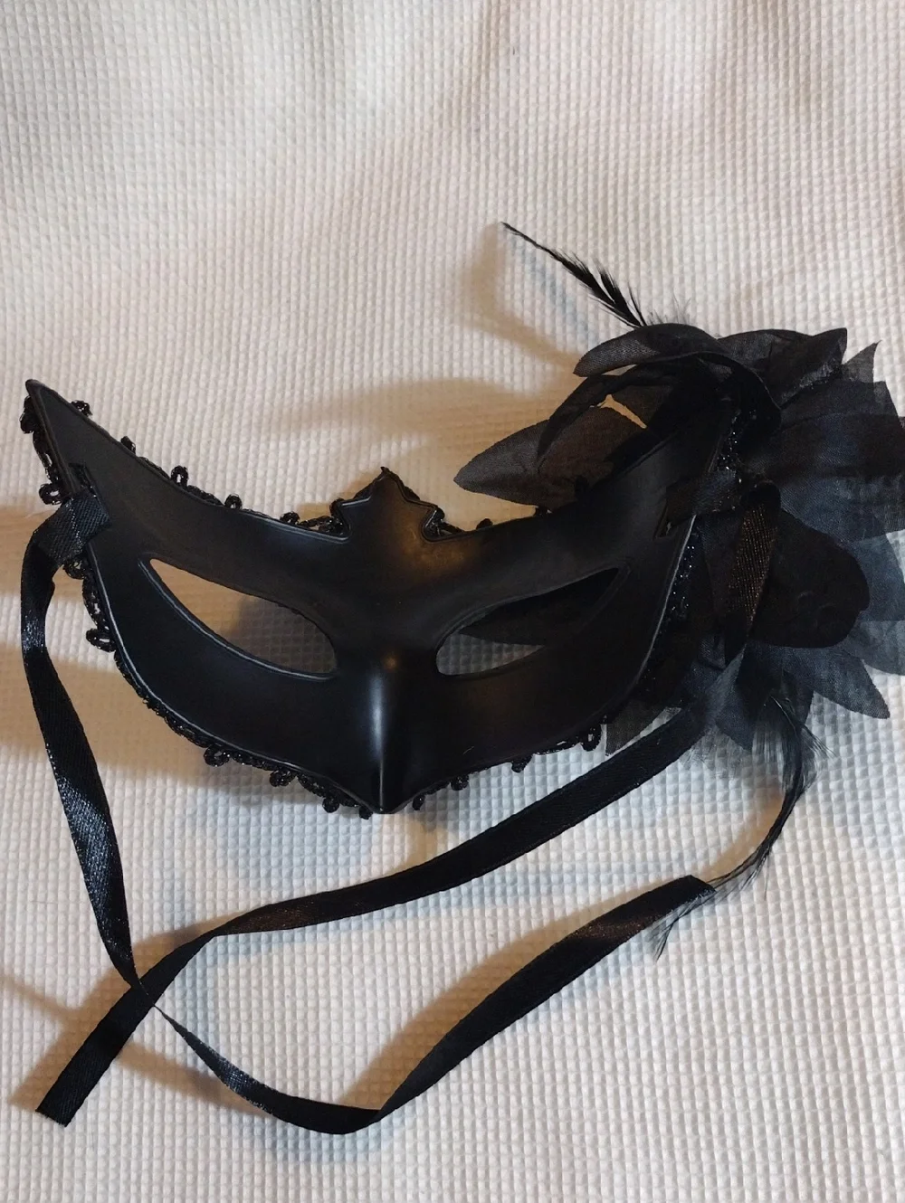 Black Lace Flower Venetian Masquerade Mask for Women